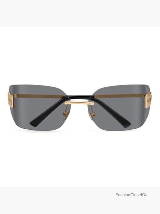 Rimless Y2K Wrap Around Shield Sunglasses Retro 90s Fashion main image 5
